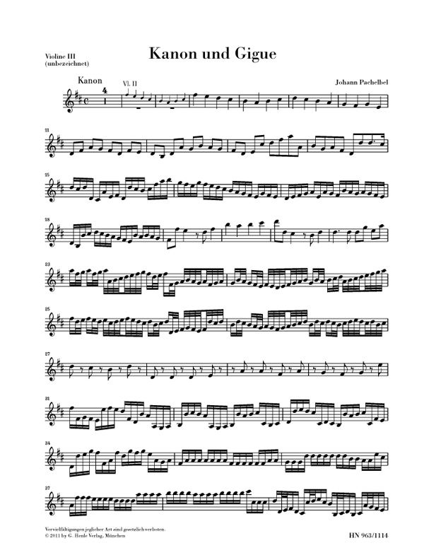 Johann Pachelbel: Canon And Gigue In D - Violin 3 Part: String Ensemble: Part