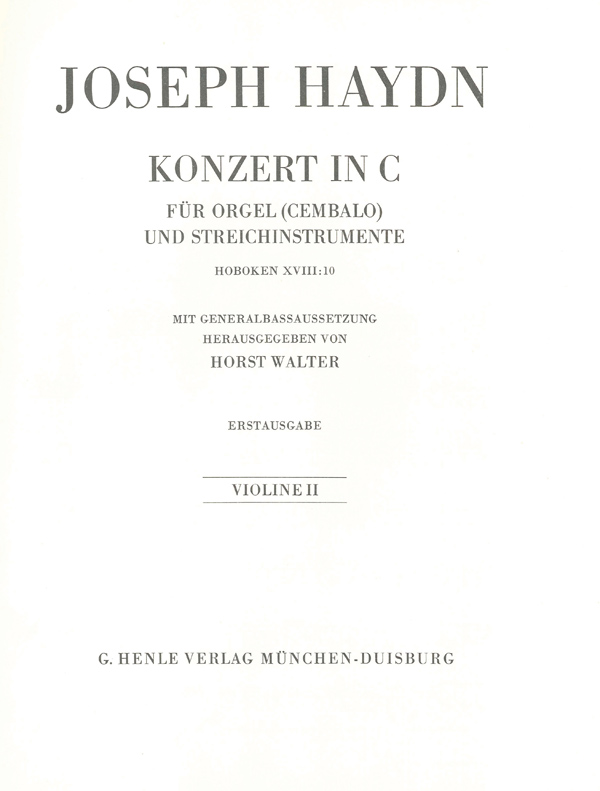 Franz Joseph Haydn: Concerto For Organ: Violin: Part
