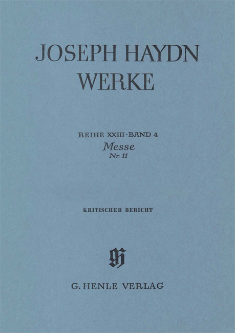 Franz Joseph Haydn: Reihe XXIII Band 4 - Messe No.11: Reference