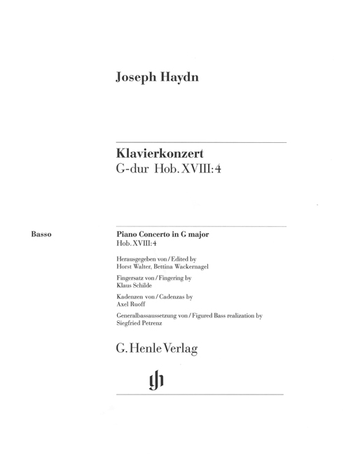 Franz Joseph Haydn: Piano Concerto In G Major Hob Xviii: Piano: Part