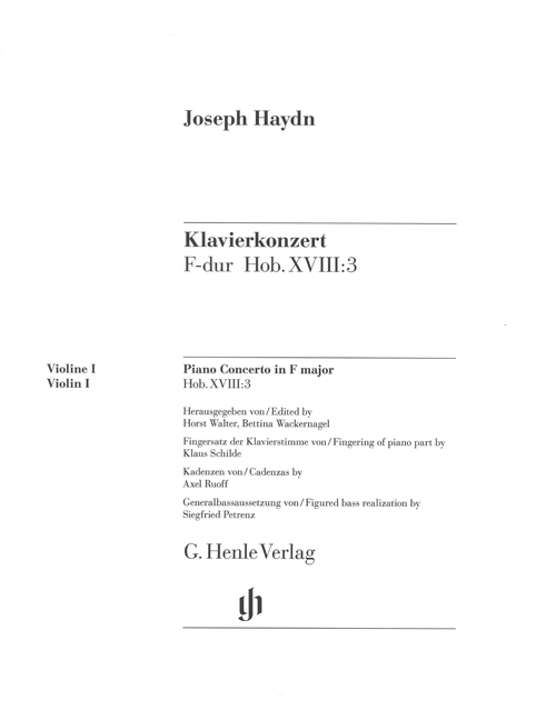 Franz Joseph Haydn: Concerto for Piano: Violin: Score