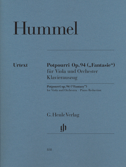 Johann Nepomuk Hummel: Potpourri (Fantasie) Op 94 Fur Viola Und Orchester: