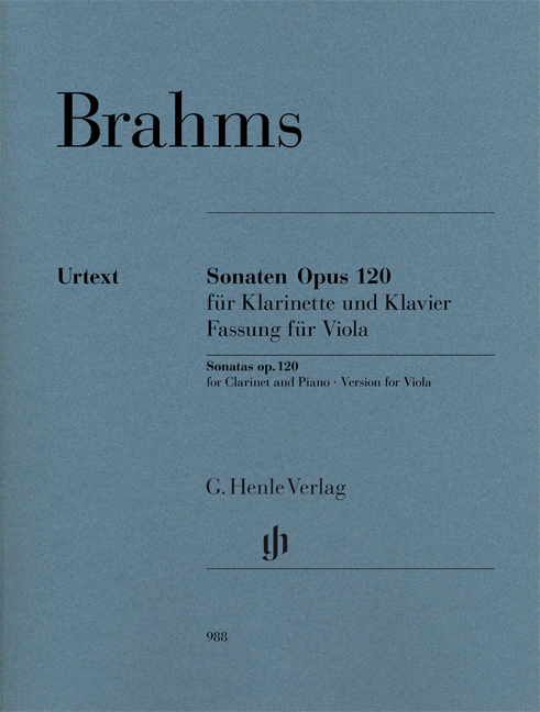 Johannes Brahms: Clarinet Sonatas Op.120 Arranged For Viola: Viola: Instrumental
