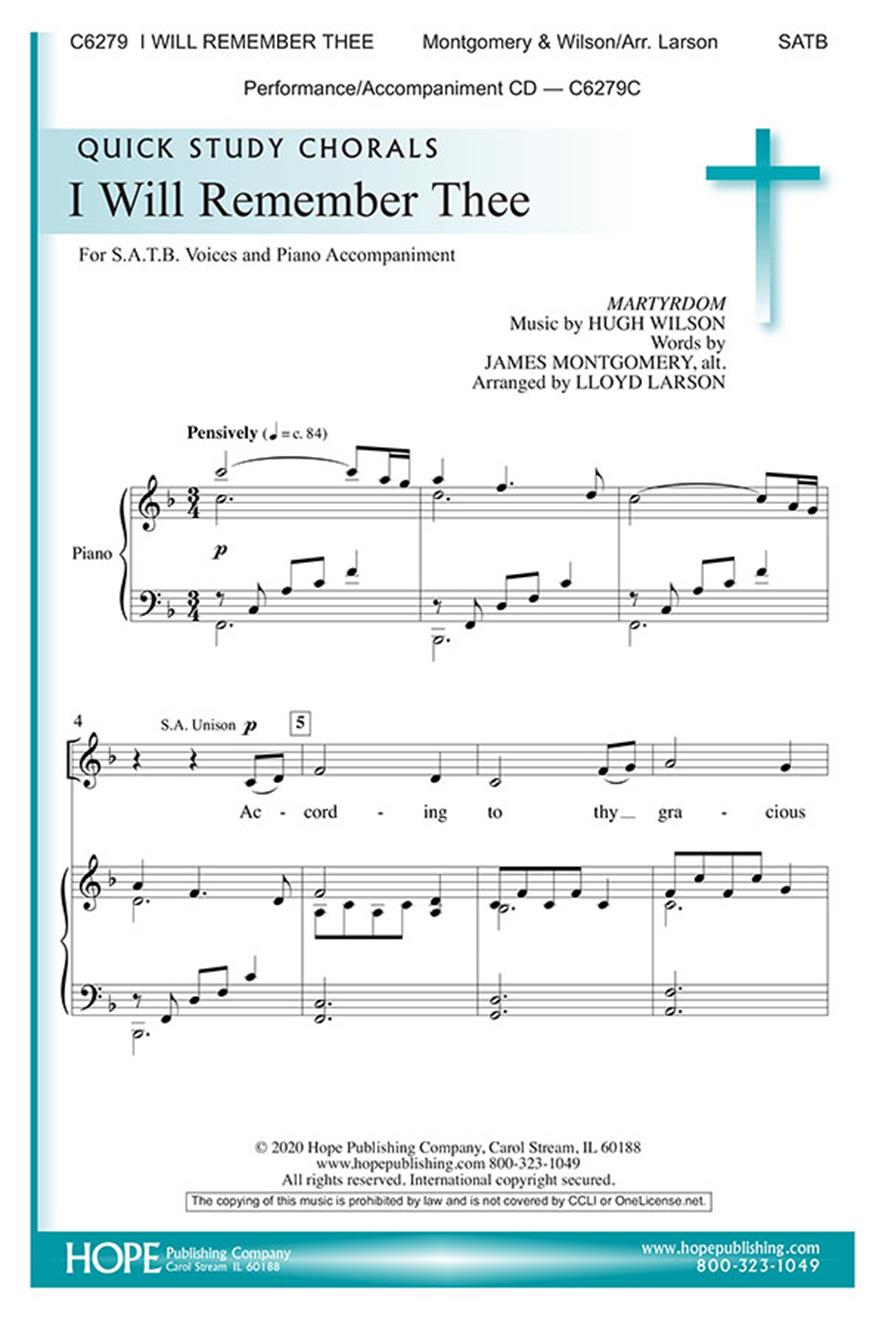 I Will Remember Thee: Mixed Choir: Vocal Score
