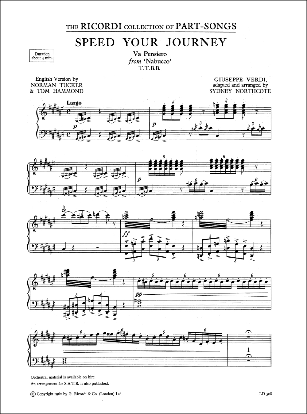 Giuseppe Verdi: Speed Your Journey: Opera: Vocal Score