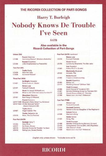 Harry T. Burleigh: Nobody Knows The Trouble I've Seen: SATB: Vocal Score