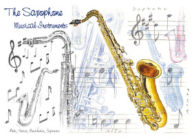 7x5 Greetings Card - Saxophone Design: Greetings Card