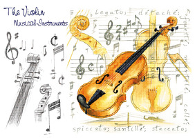 Little Snoring Gifts: 7x5 Greetings Card - Violin Design