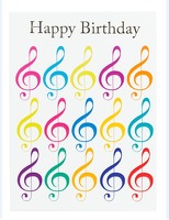 Happy Birthday Card - Jazzy Treble Clef Design: Greetings Card