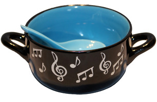 Music Note Bowl With Spoon - Blue: Homeware