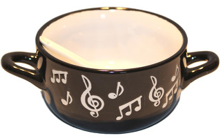 Music Note Bowl With Spoon - White: Homeware