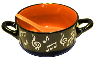 Music Note Bowl With Spoon - Orange: Homeware