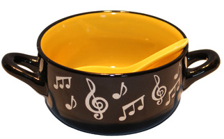 Music Note Bowl With Spoon - Yellow: Homeware