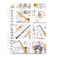 Little Snoring Gifts: A6 Hardback Spiral Bound Notebook  Black With White Musical Notes