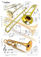 7x5 Greetings Card - Trombone Design: Greetings Card
