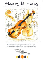 7x5 Happy Birthday Card - Violin Design: Greetings Card
