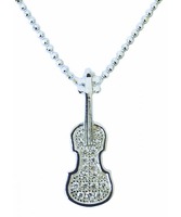 Sterling Silver Pendant - Violin & Stones: Jewellery