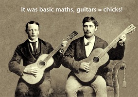 Mildew Design: Basic Maths  Guitars - Chicks: Greetings Card