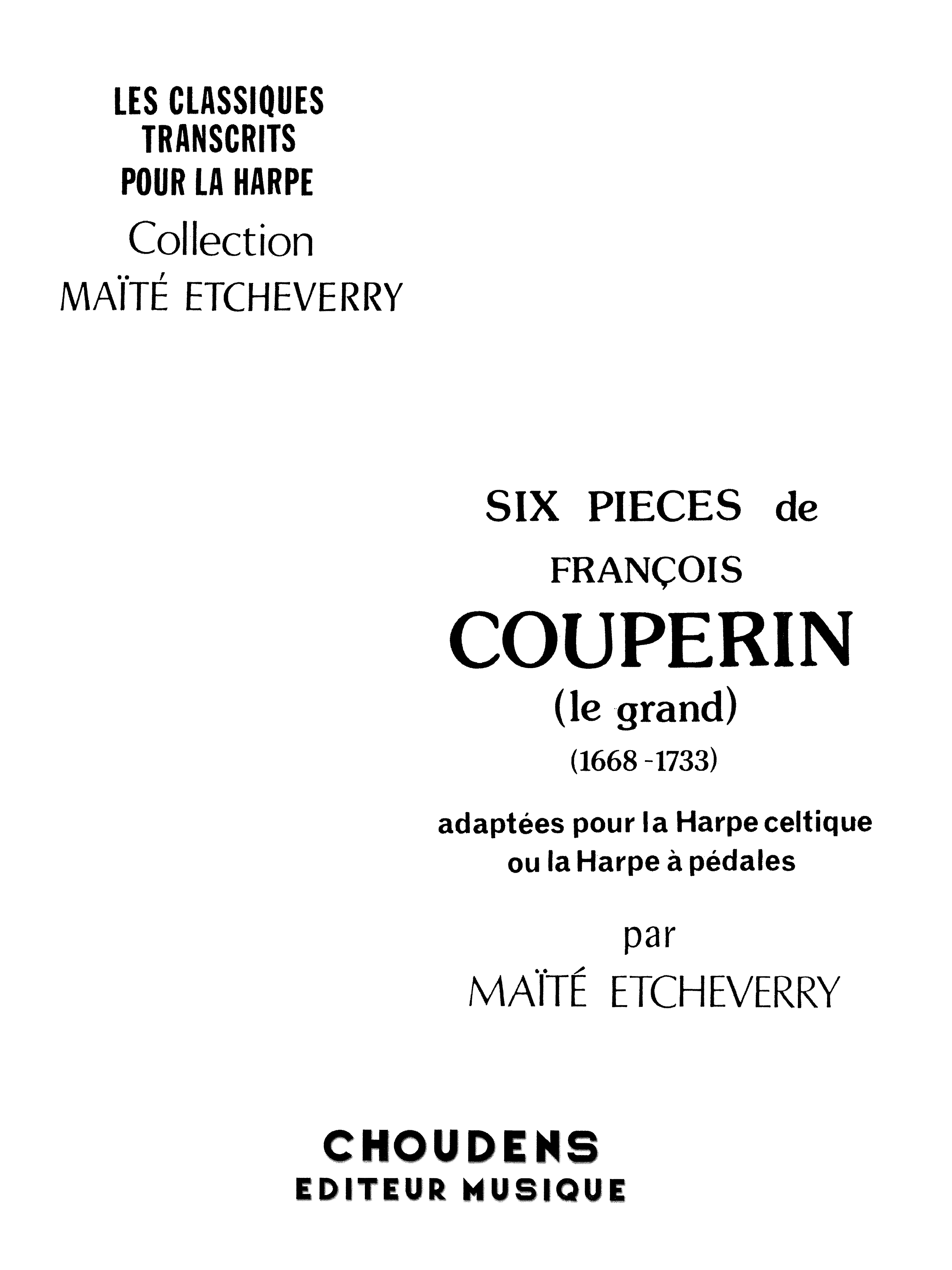 François Couperin: Six Pieces: Harp: Instrumental Album