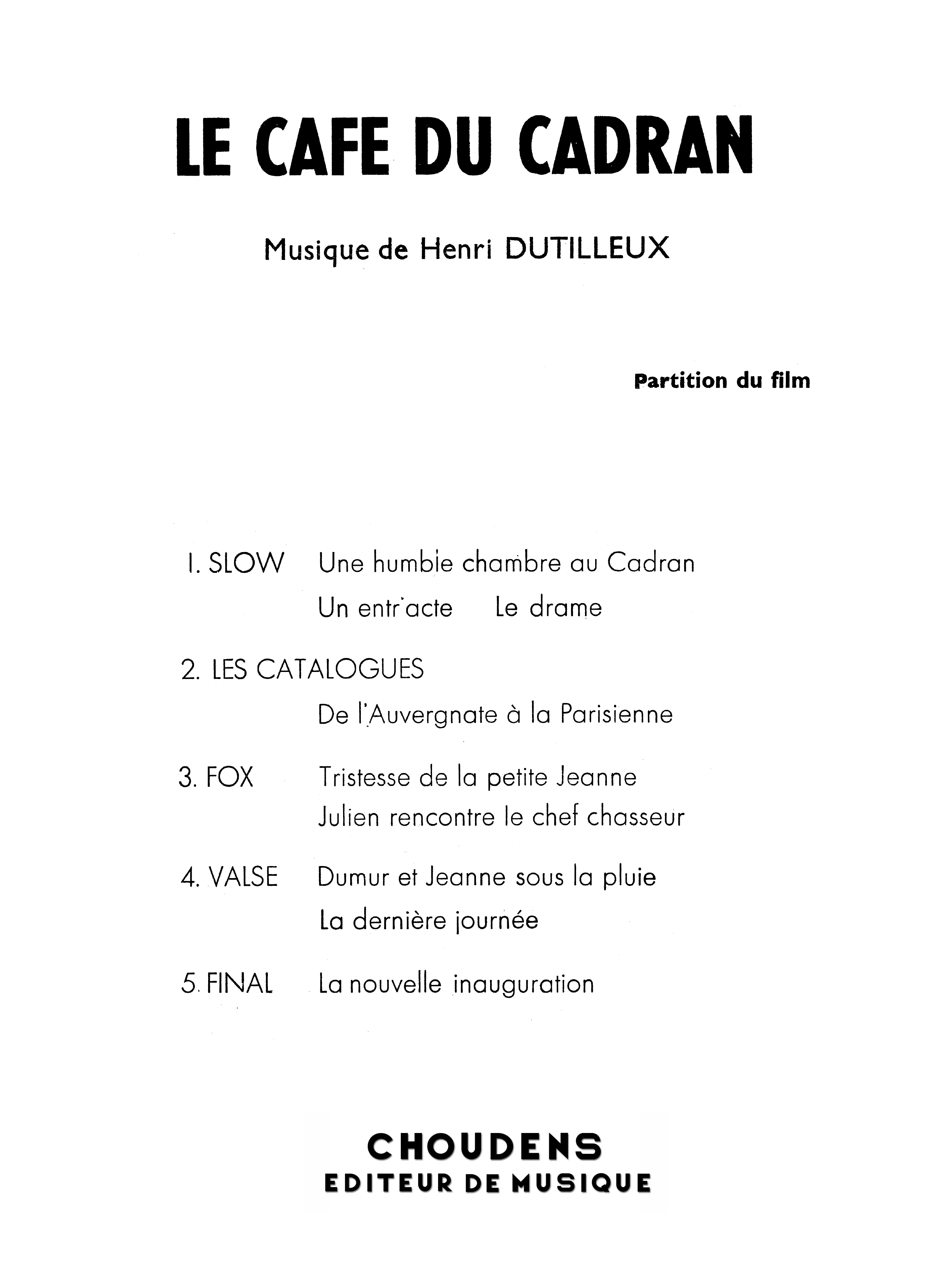 Henri Dutilleux: Le Cafe Du Cadran: Piano: Instrumental Album
