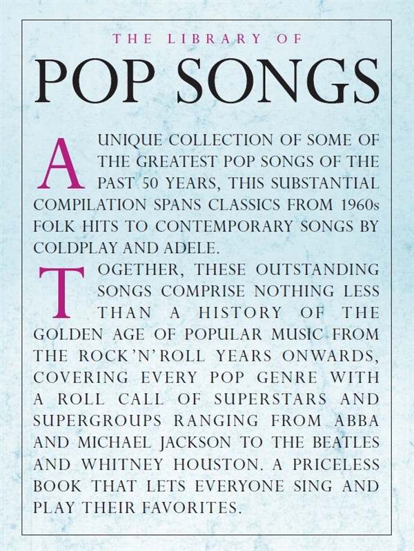 The Library Of Pop Songs: Piano  Vocal  Guitar: Mixed Songbook