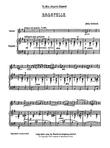 John Ireland: Bagatelle: Violin: Instrumental Work