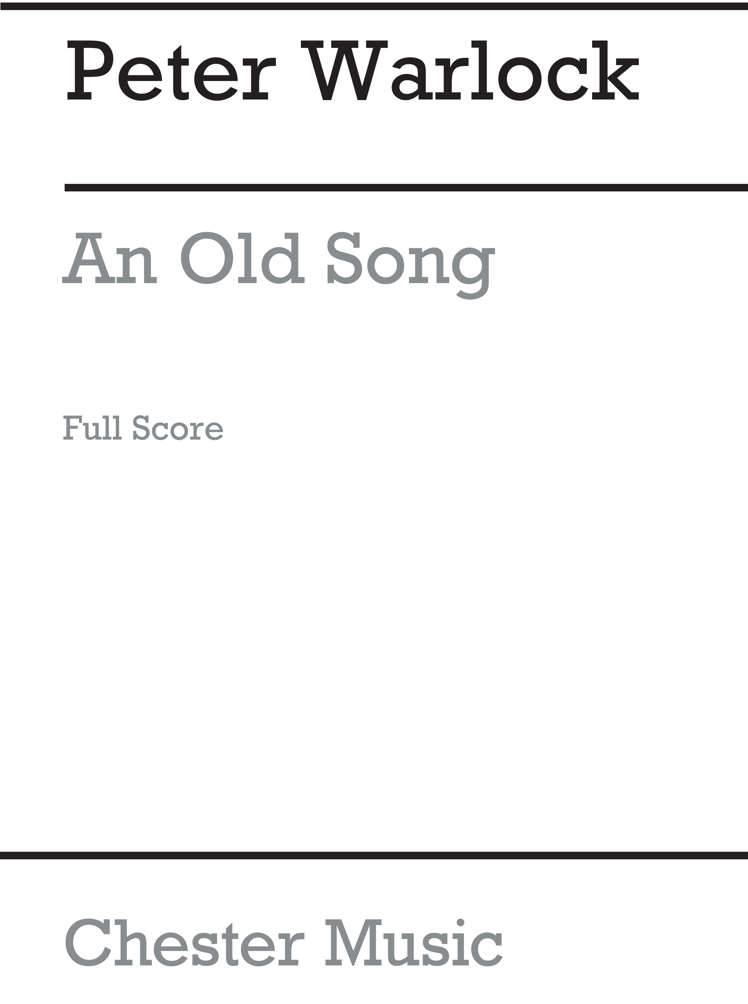 Peter Warlock: An Old Song For Small Orchestra: Orchestra: Score