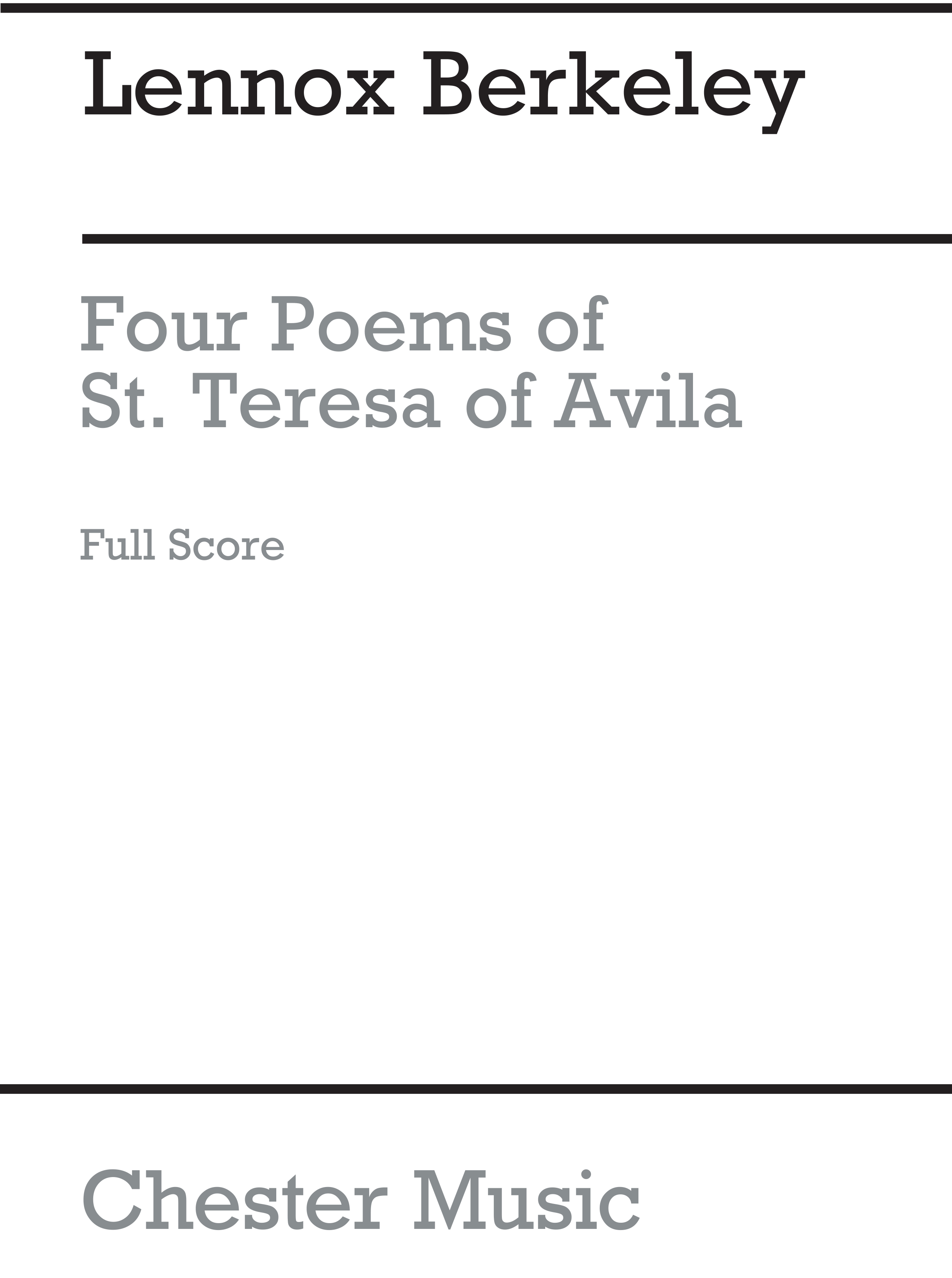 Lennox Berkeley: Four Poems of St. Teresa Of Avila Op.27: Alto: Score