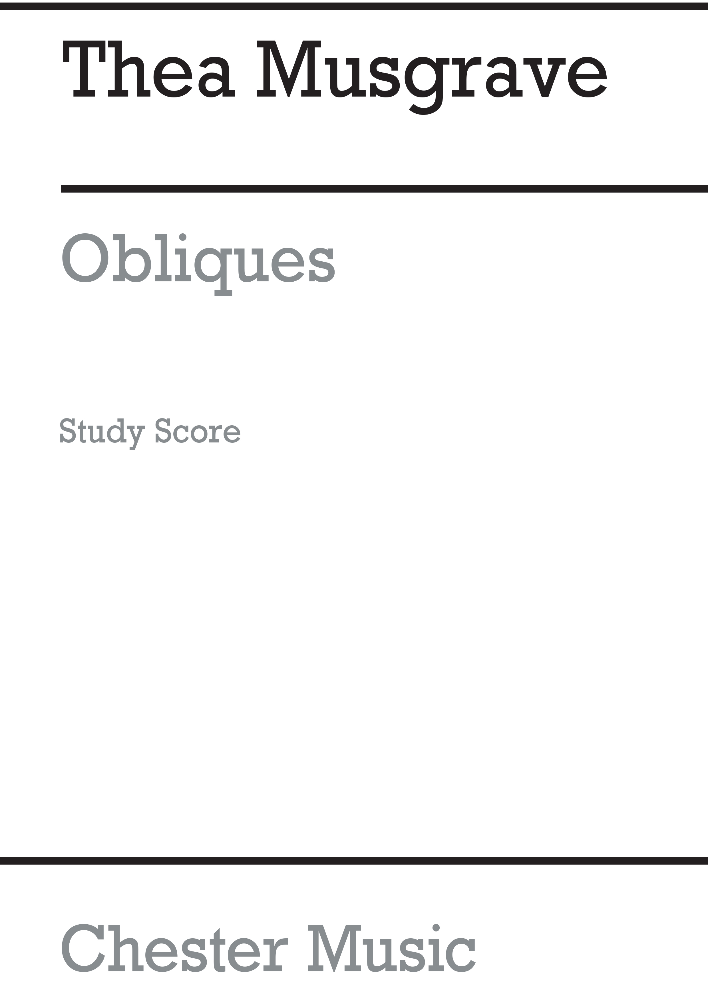 Thea Musgrave: Obliques Orch: Orchestra: Study Score