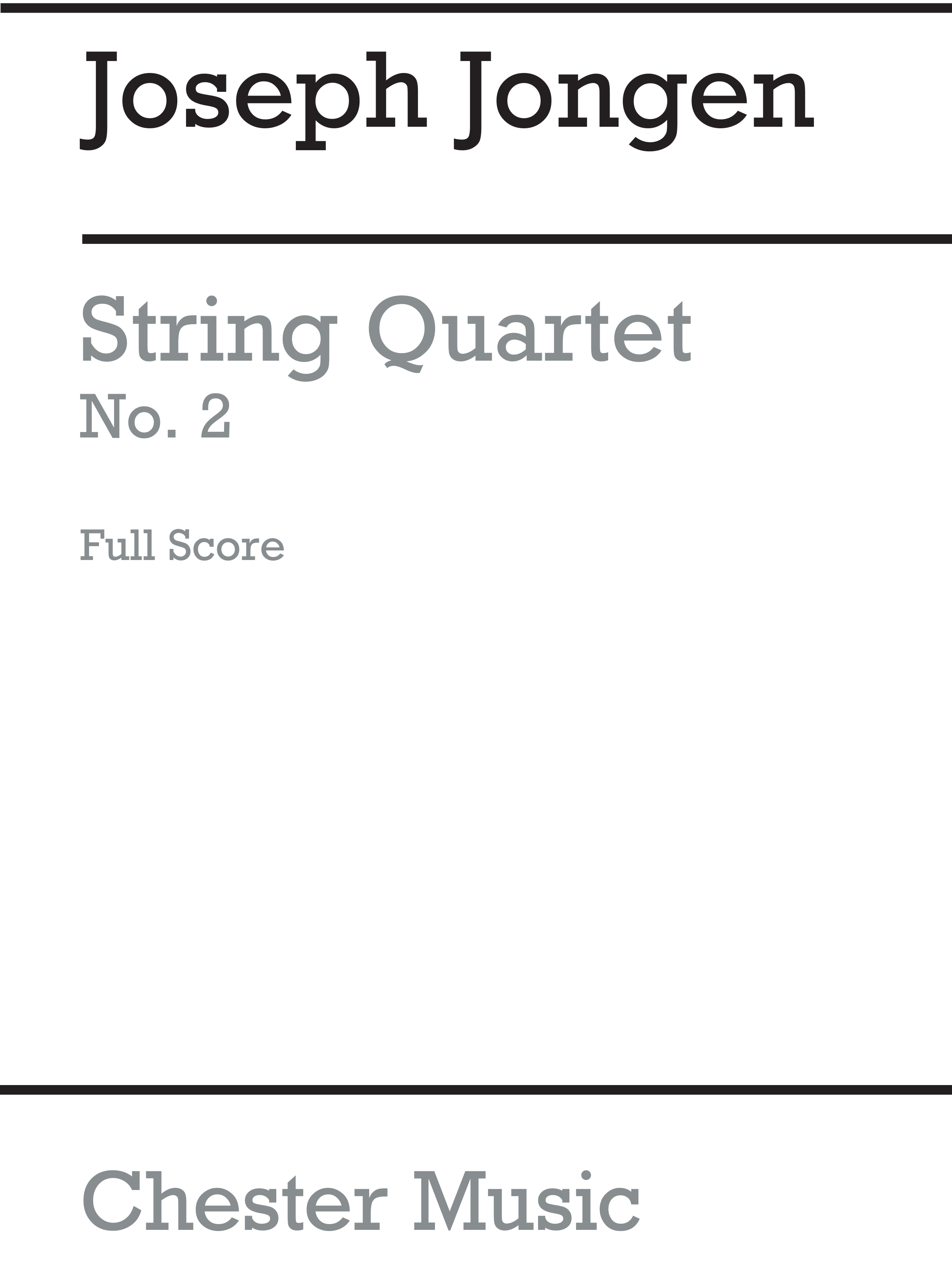Joseph Jongen: String Quartet No.2: String Quartet: Score and Parts