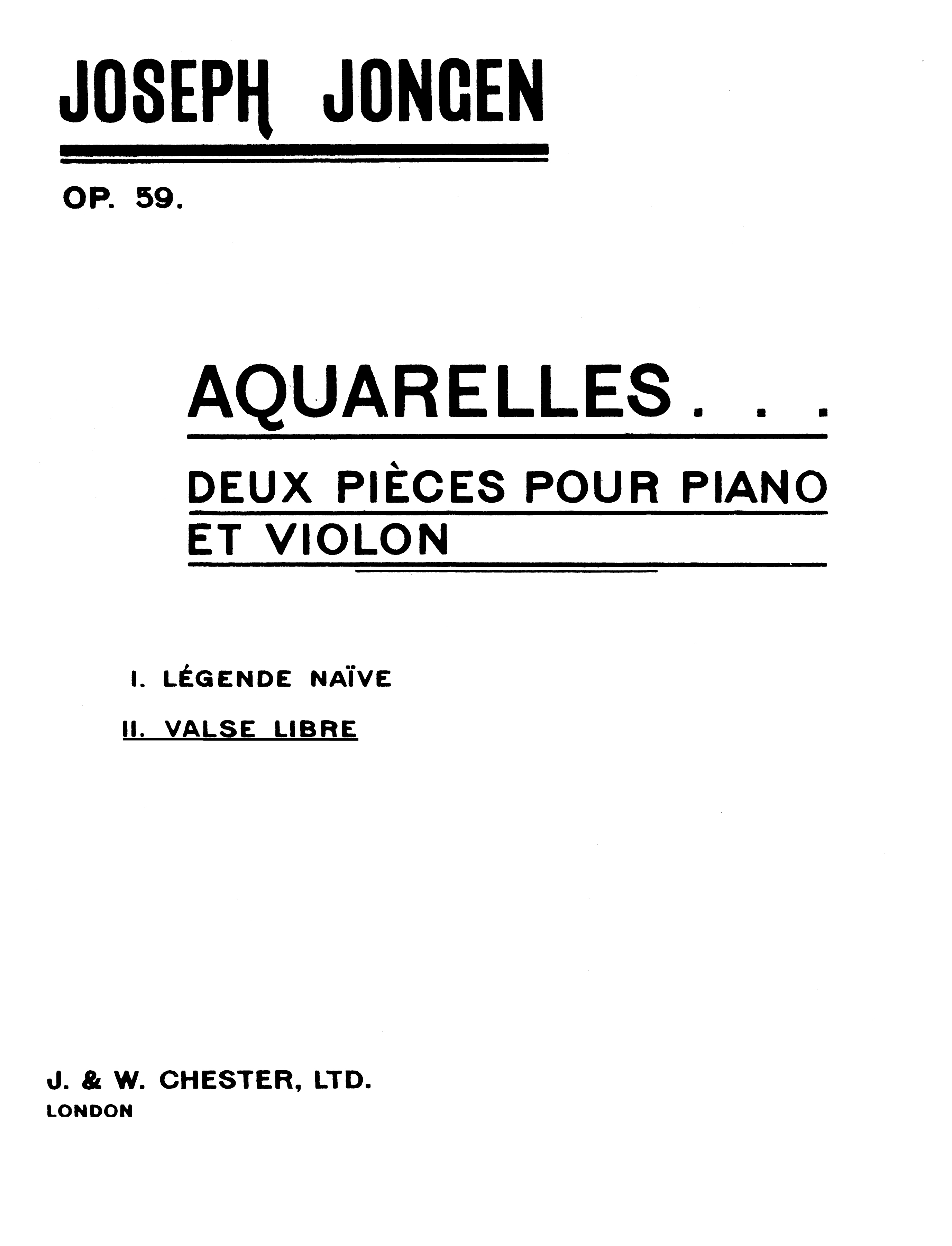 Joseph Jongen: Aquarelles Op. 59 No 2 Legende Nave: Violin: Instrumental Work