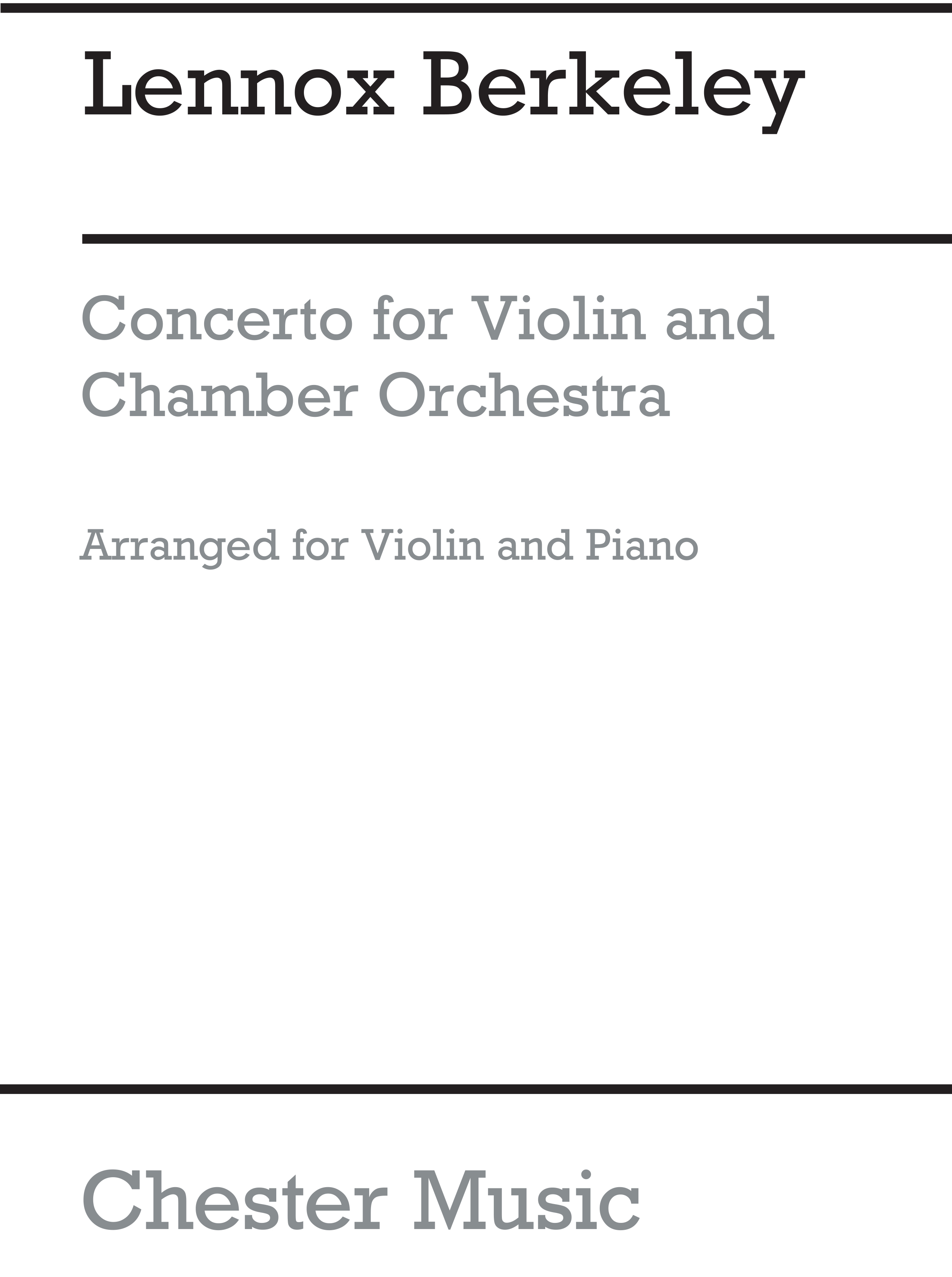 Lennox Berkeley: Concerto For Violin And Chamber Orchestra Op.59: Violin: