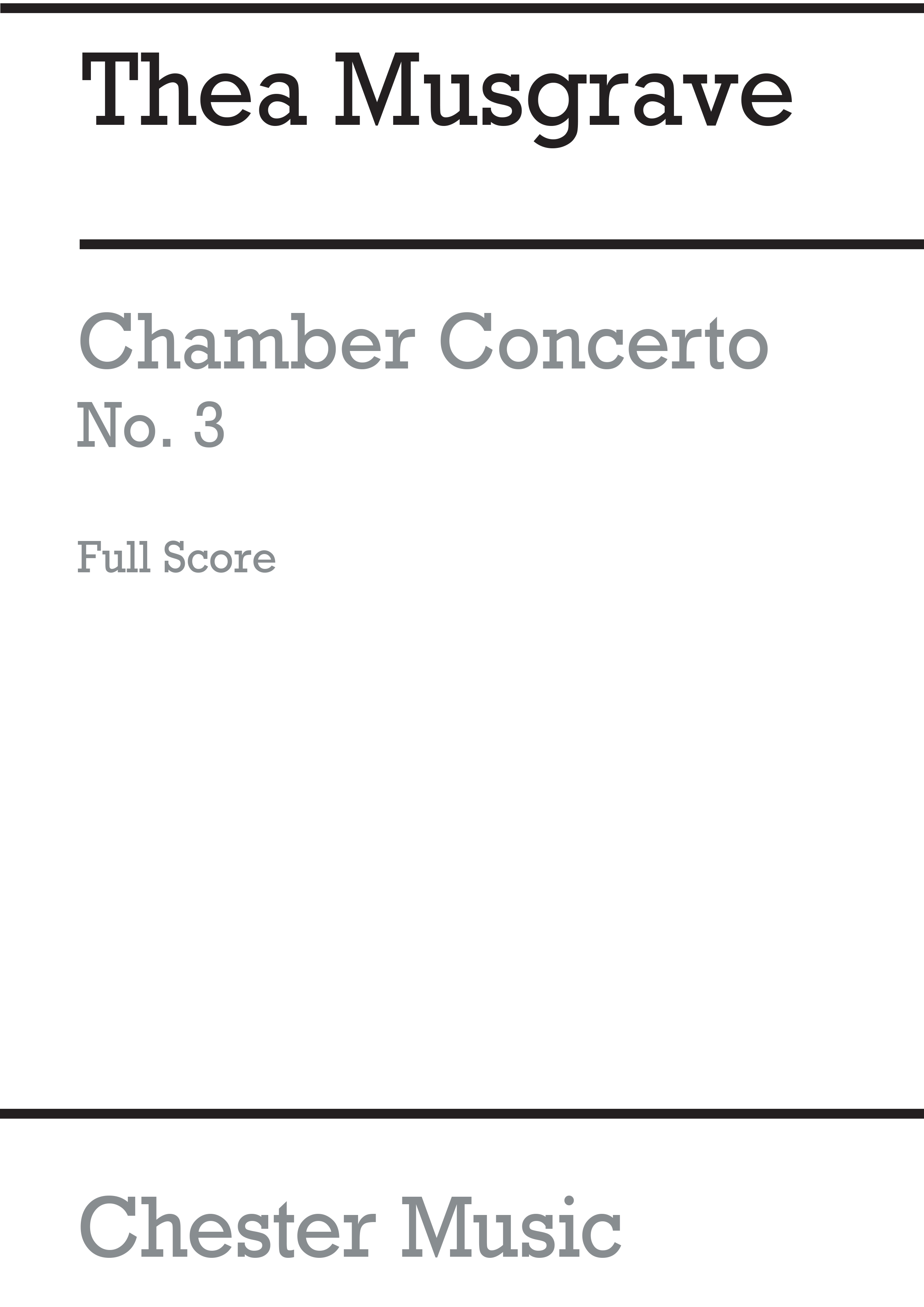 Thea Musgrave: Chamber Concerto No.3: Chamber Ensemble: Study Score