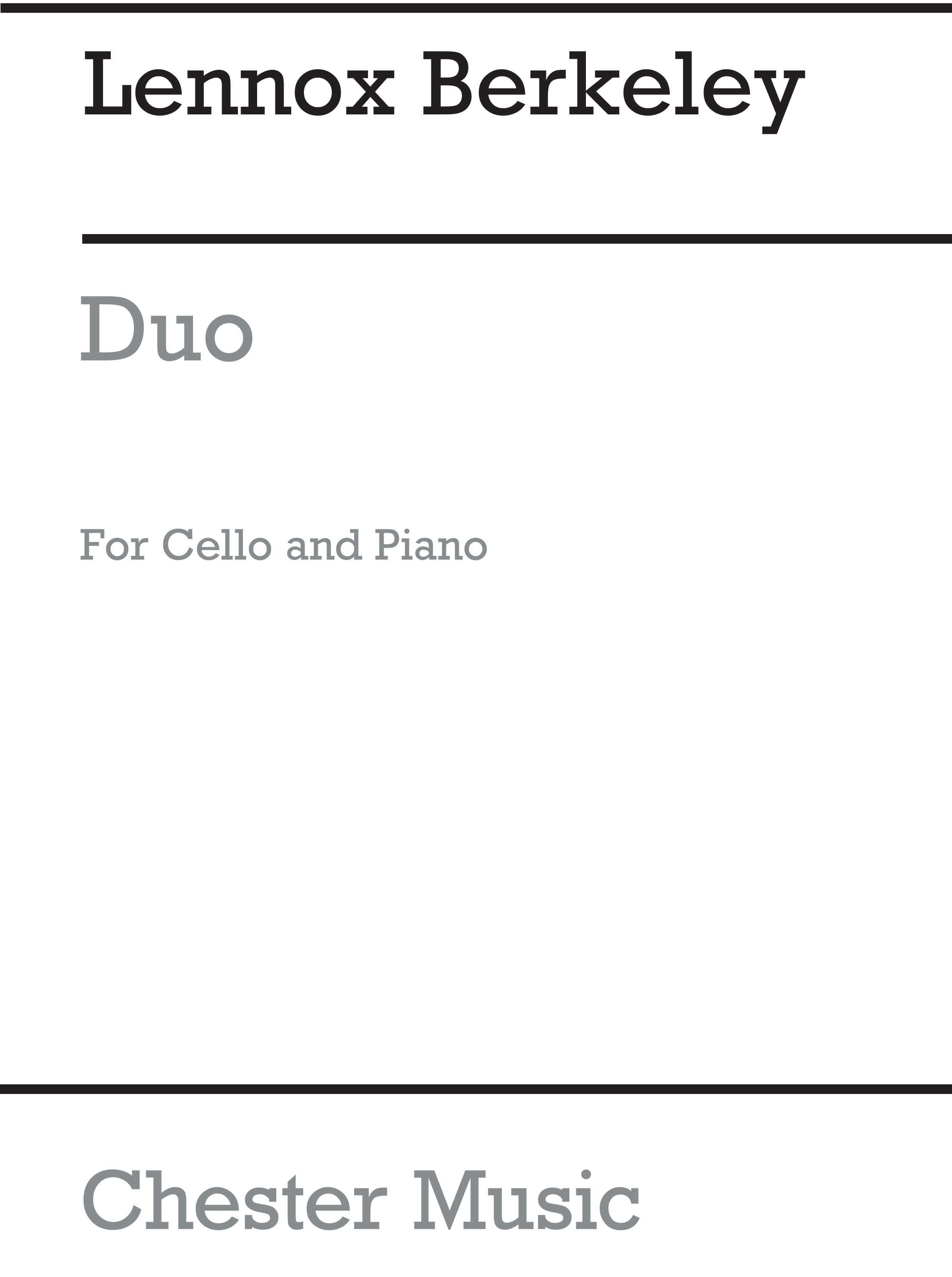Lennox Berkeley: Duo Op.81 No.1 For Cello And Piano: Cello: Instrumental Work