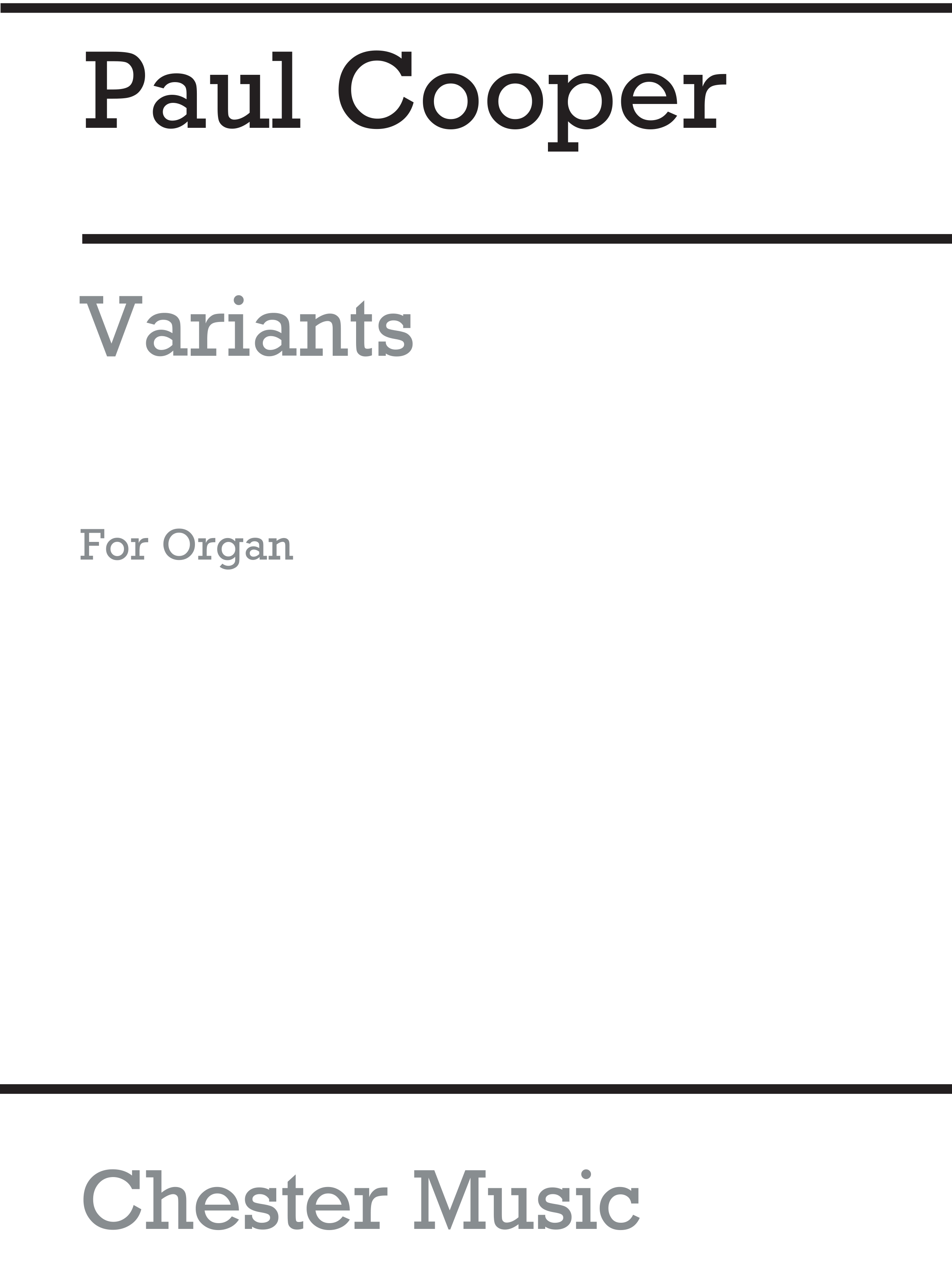 Paul Cooper: Variants: Organ: Instrumental Work