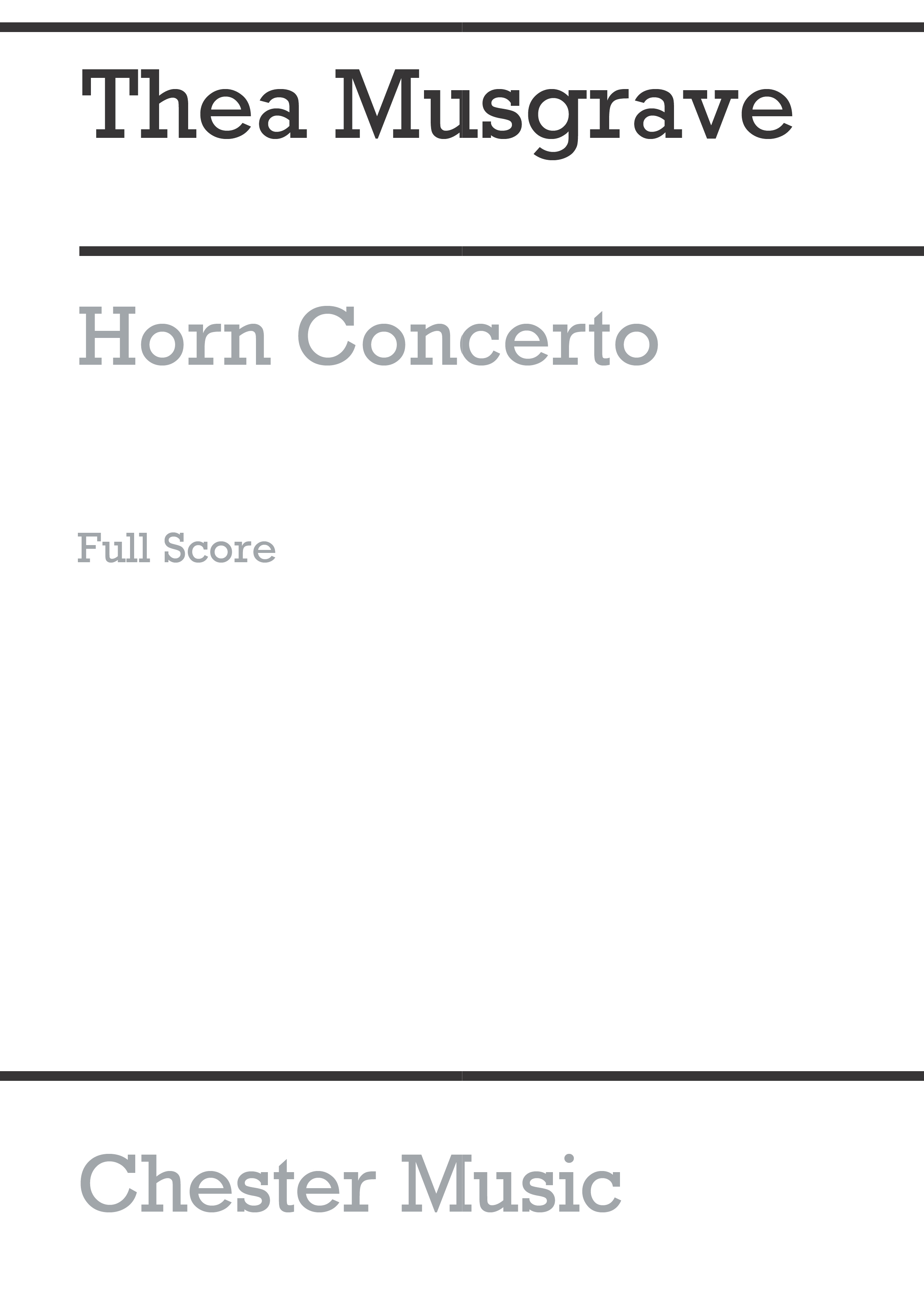 Thea Musgrave: Concerto For Horn And Orchestra: French Horn: Study Score