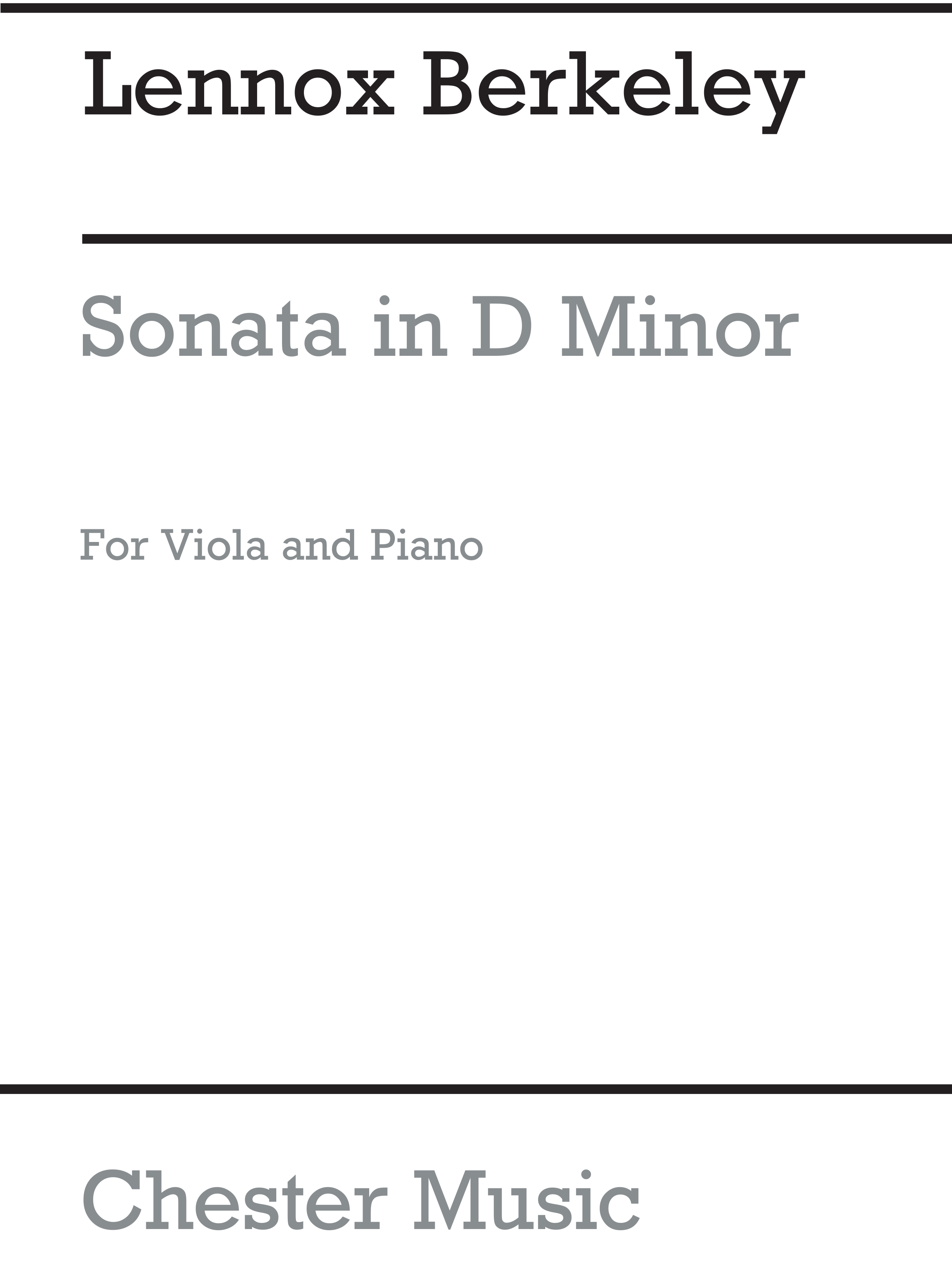 Lennox Berkeley: Sonata In D Minor For Viola and Piano: Viola: Instrumental Work