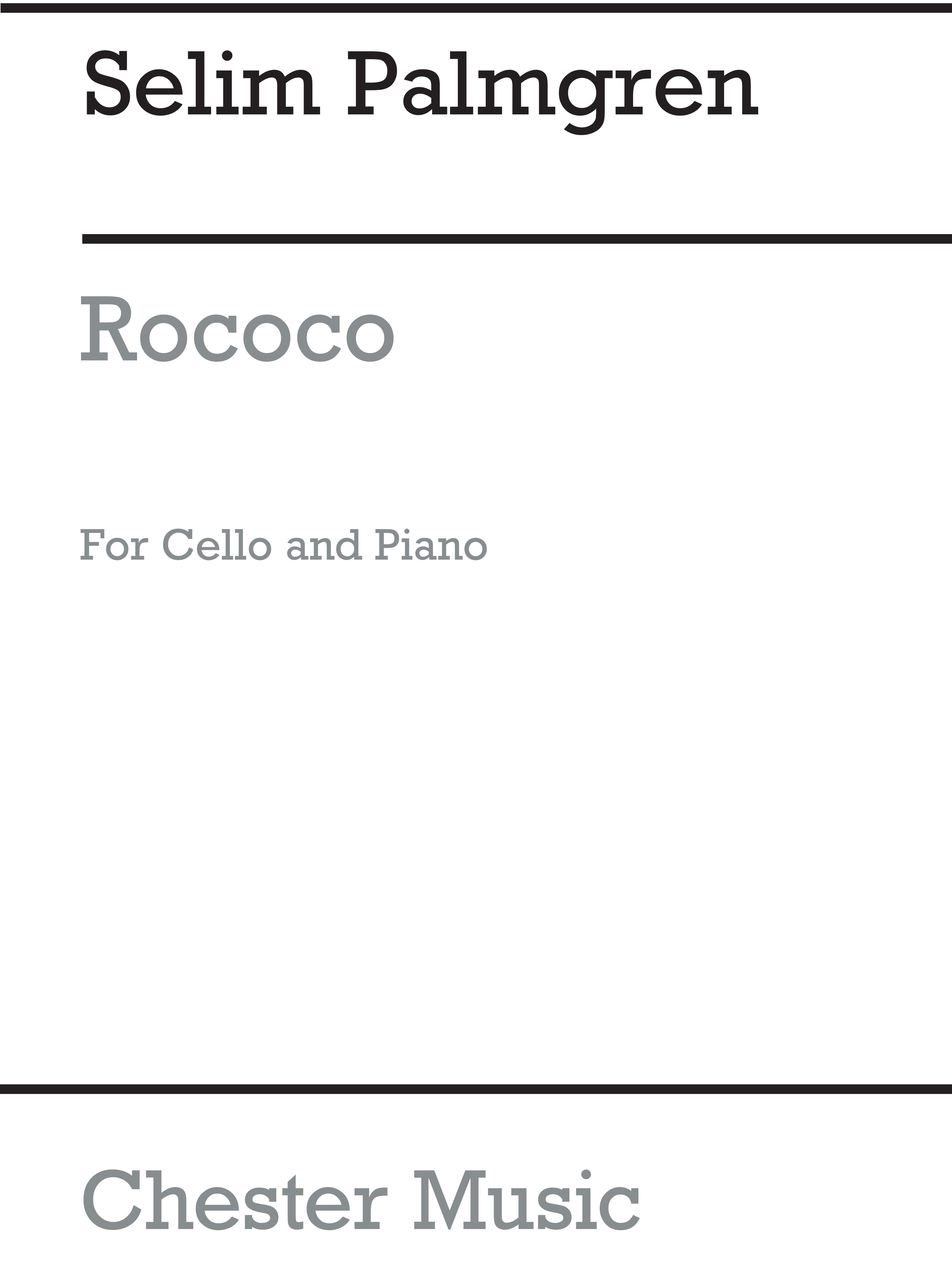 Selim Palmgren: Rococo for Cello and Piano: Cello: Instrumental Work