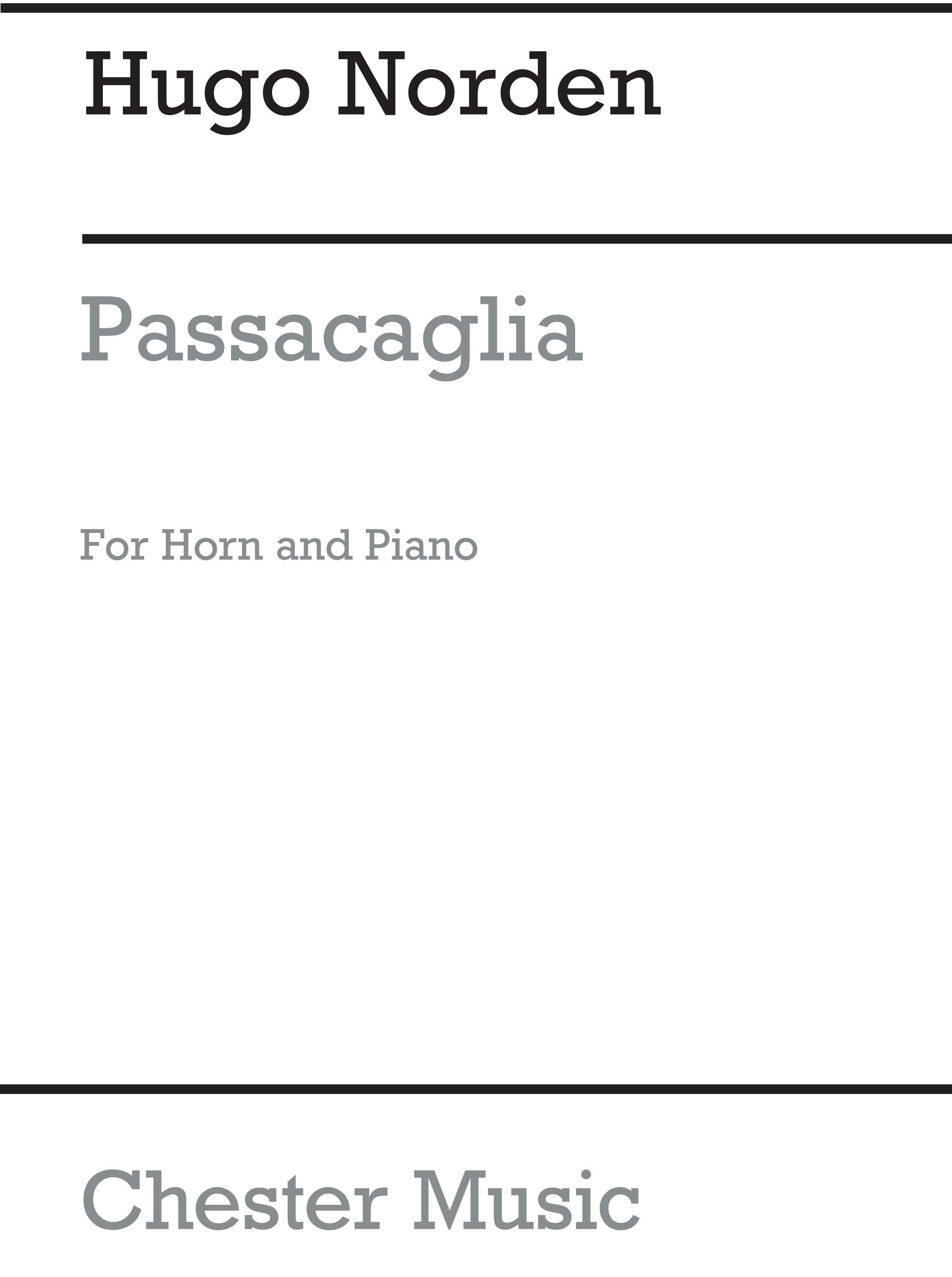 Hugo Norden: Passacaglia for Horn and Piano: French Horn: Instrumental Work