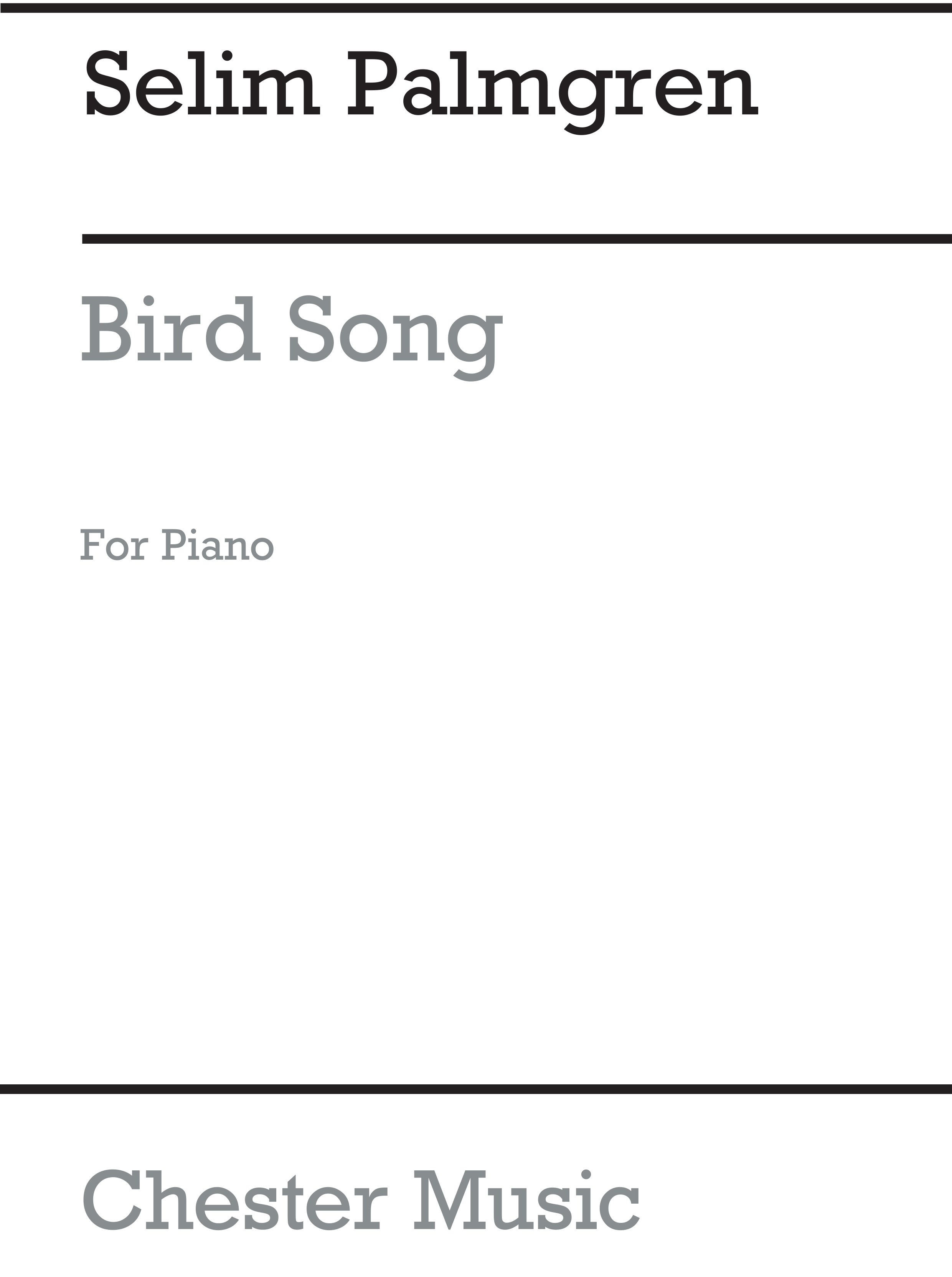 Selim Palmgren: Bird Song for Piano: Piano: Instrumental Work