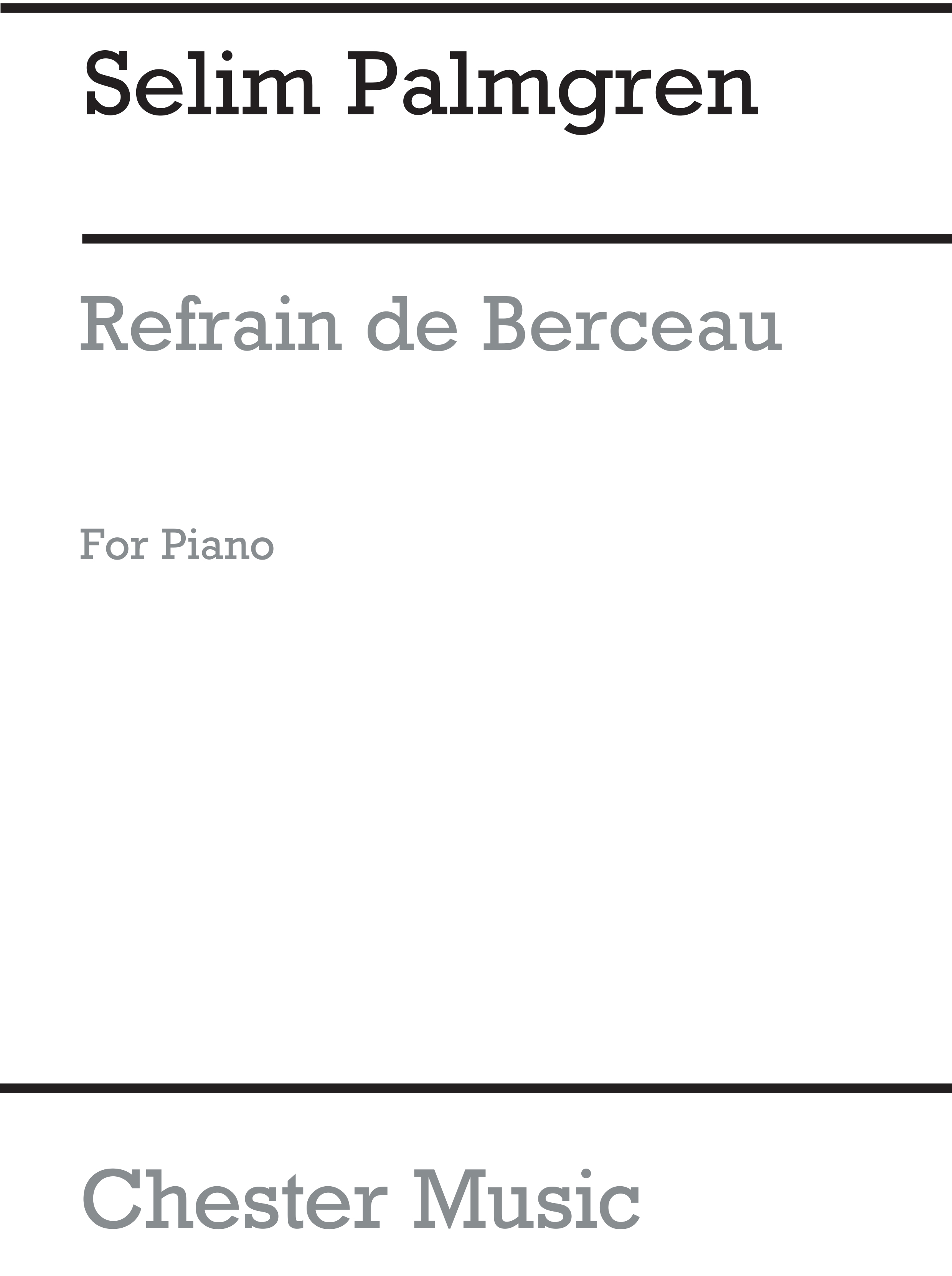 Selim Palmgren: Refrain de Berceau: Piano: Instrumental Work