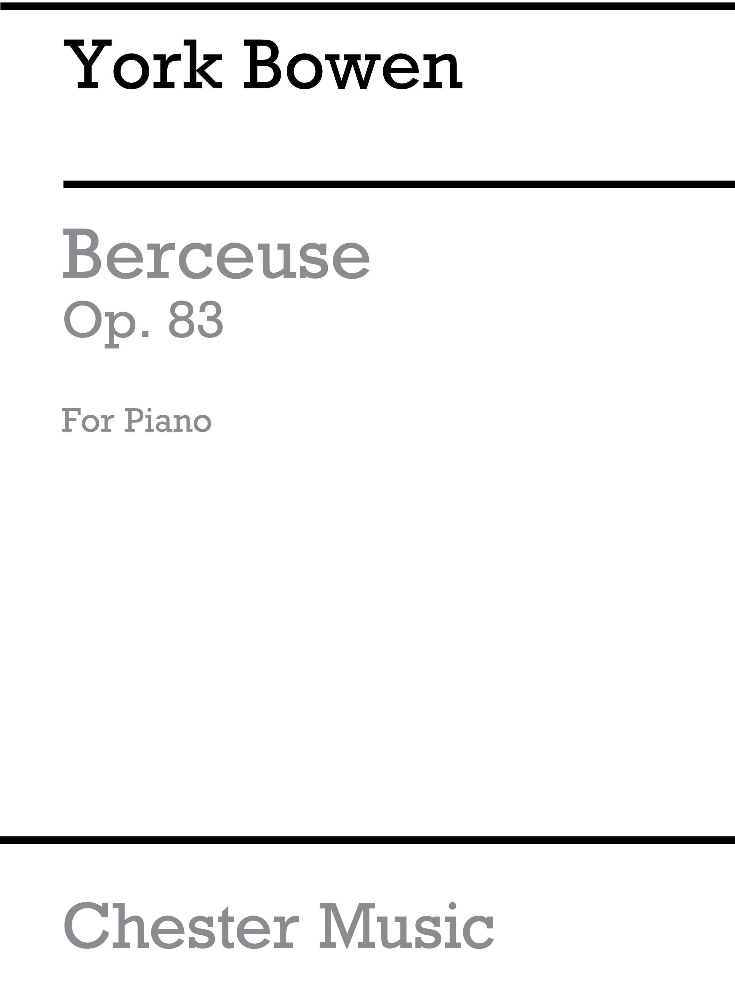 York Bowen: Berceuse Op. 83 for Solo Piano: Piano: Instrumental Work