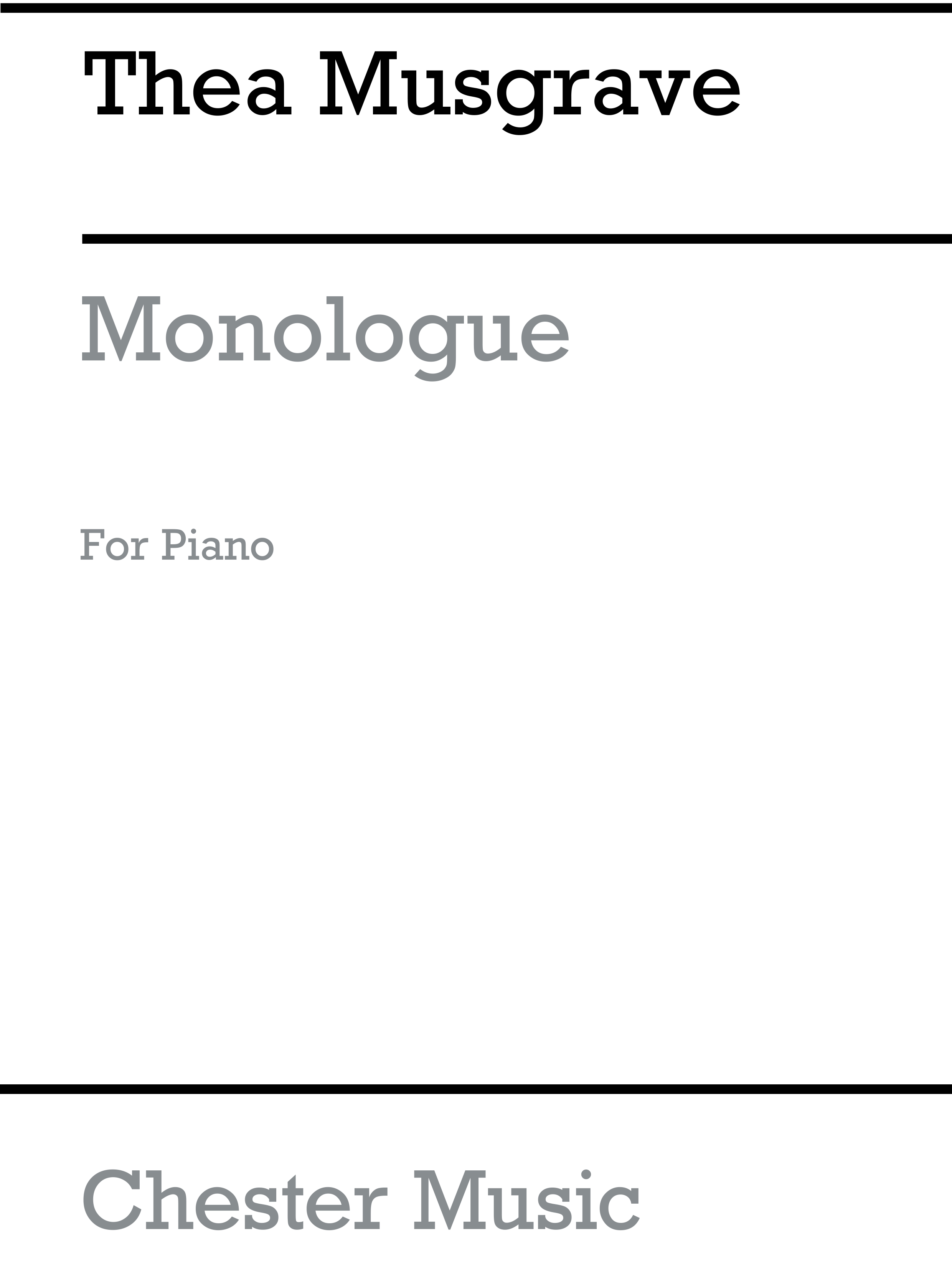 Thea Musgrave: Monologue for Piano: Piano: Instrumental Work