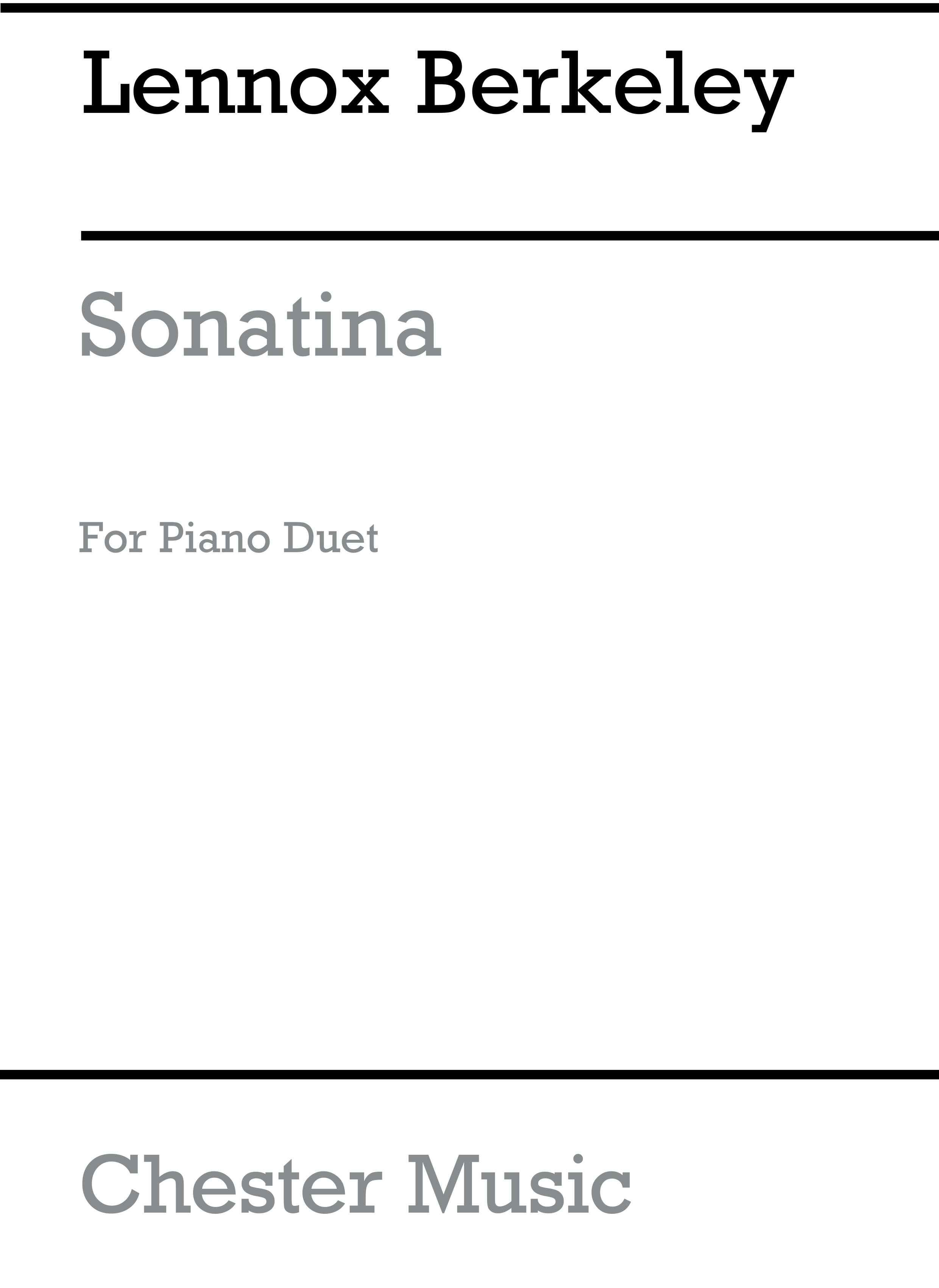 Lennox Berkeley: Sonatina In E Flat Major Op.39 For 4 Hands: Piano Duet: