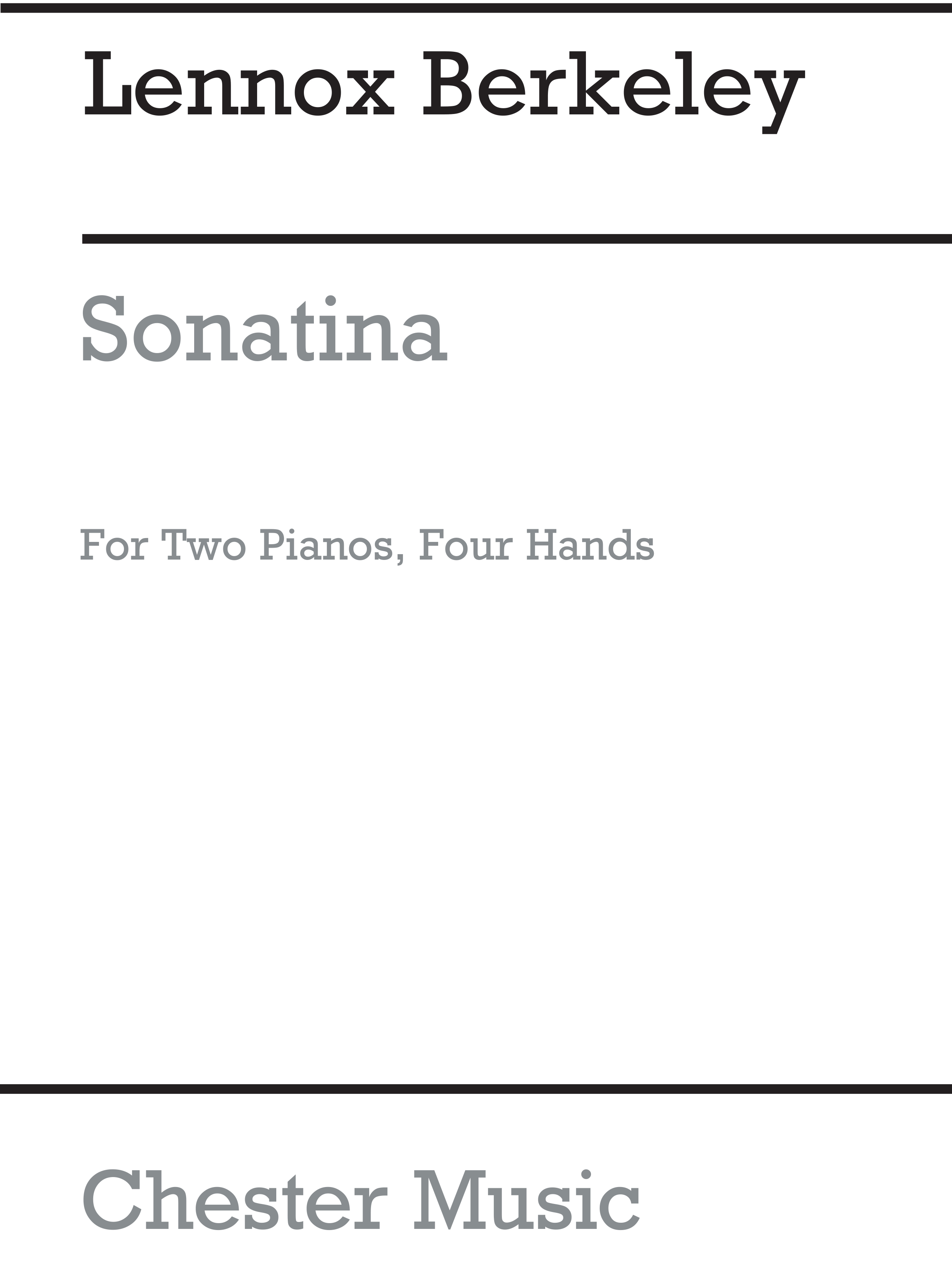 Lennox Berkeley: Sonatina For Two Pianos Op.52 No.2: Piano Duet: Instrumental