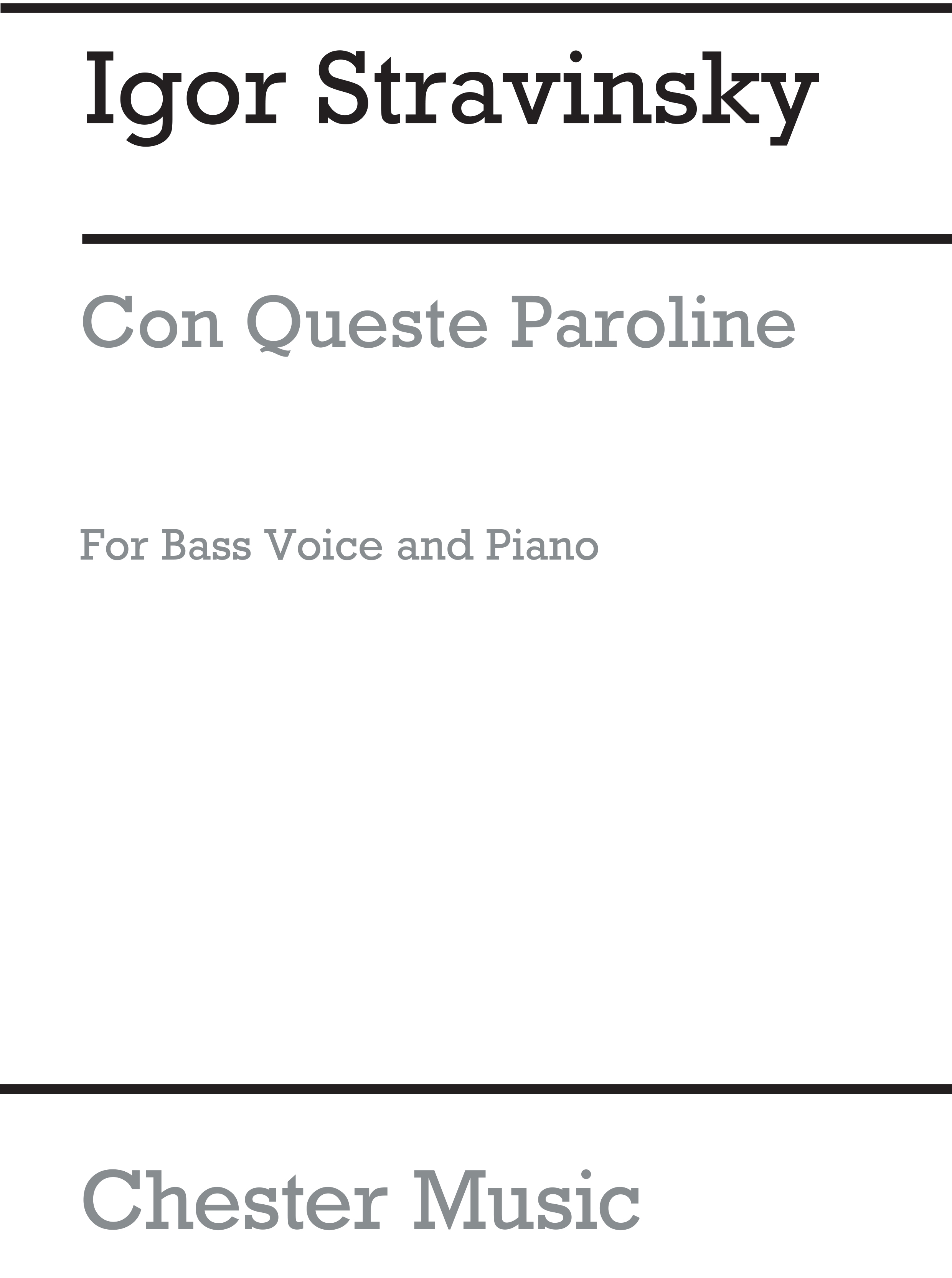 Igor Stravinsky: Con Queste Paroline (from Pulcinella): Bass: Instrumental Work