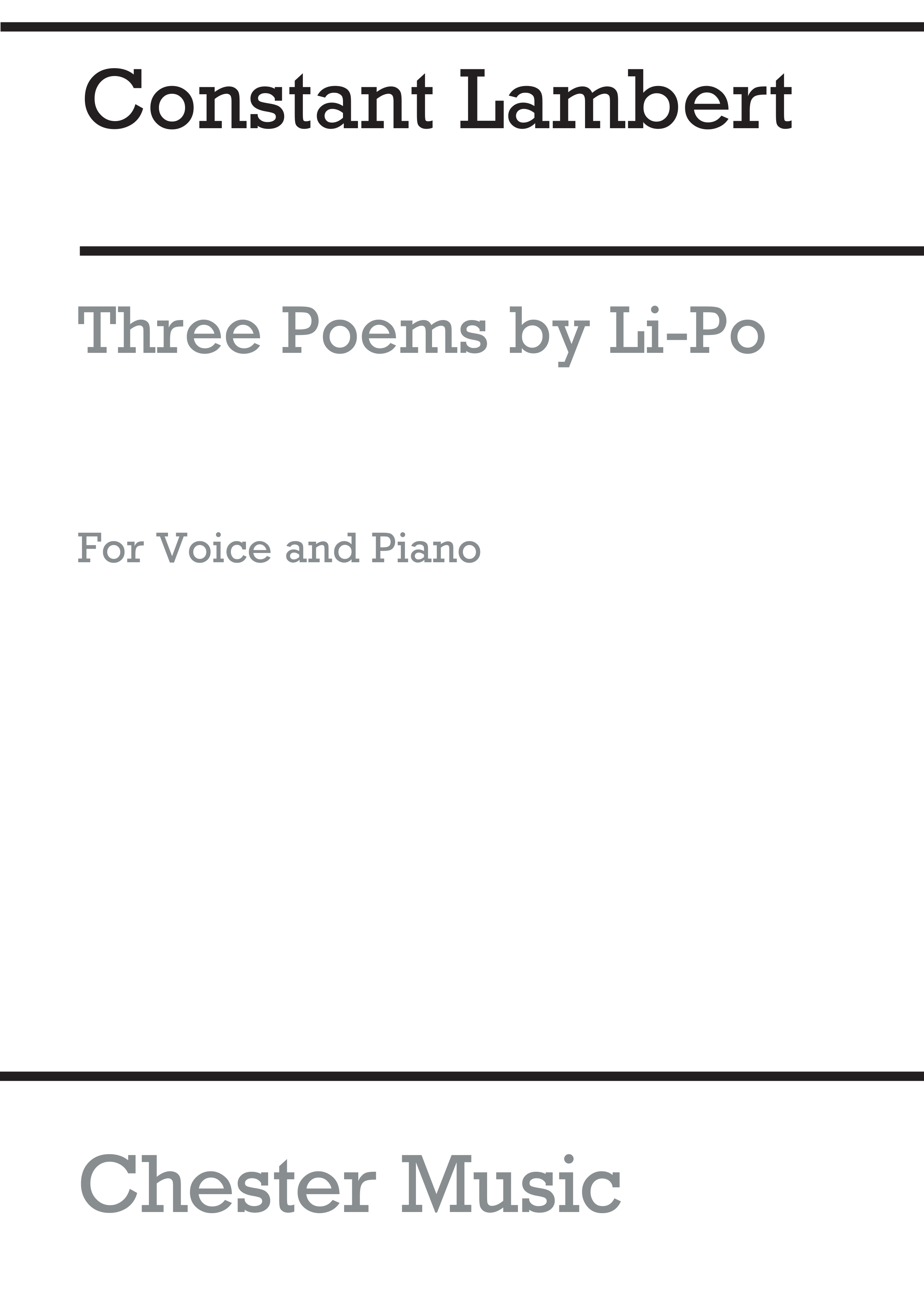 Constant Lambert: Three Poems Of Li-po: Medium Voice: Instrumental Work