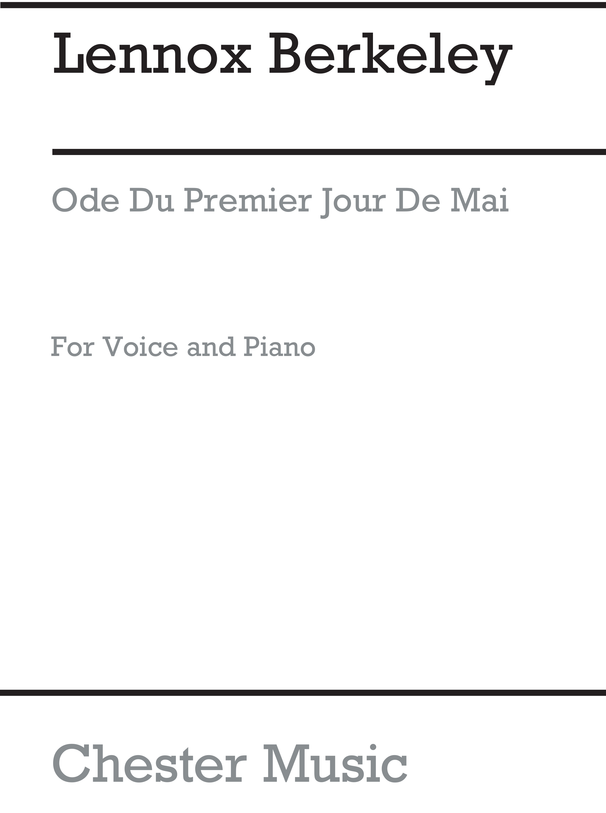 Lennox Berkeley: Ode Du Premier Jour De Mai Op.14 No.2: Medium Voice: