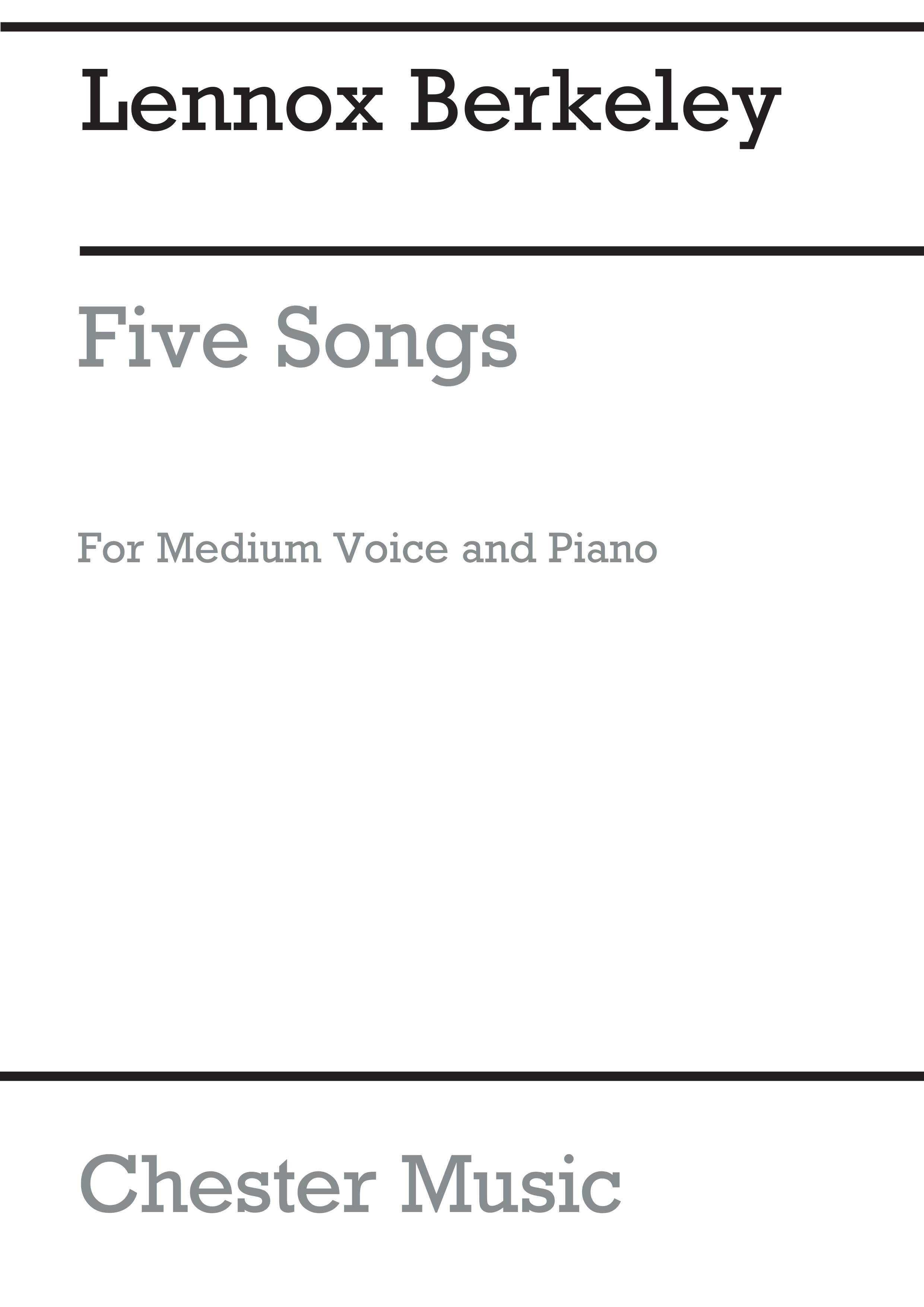 Lennox Berkeley: Five Songs Op.26: Medium Voice: Instrumental Work