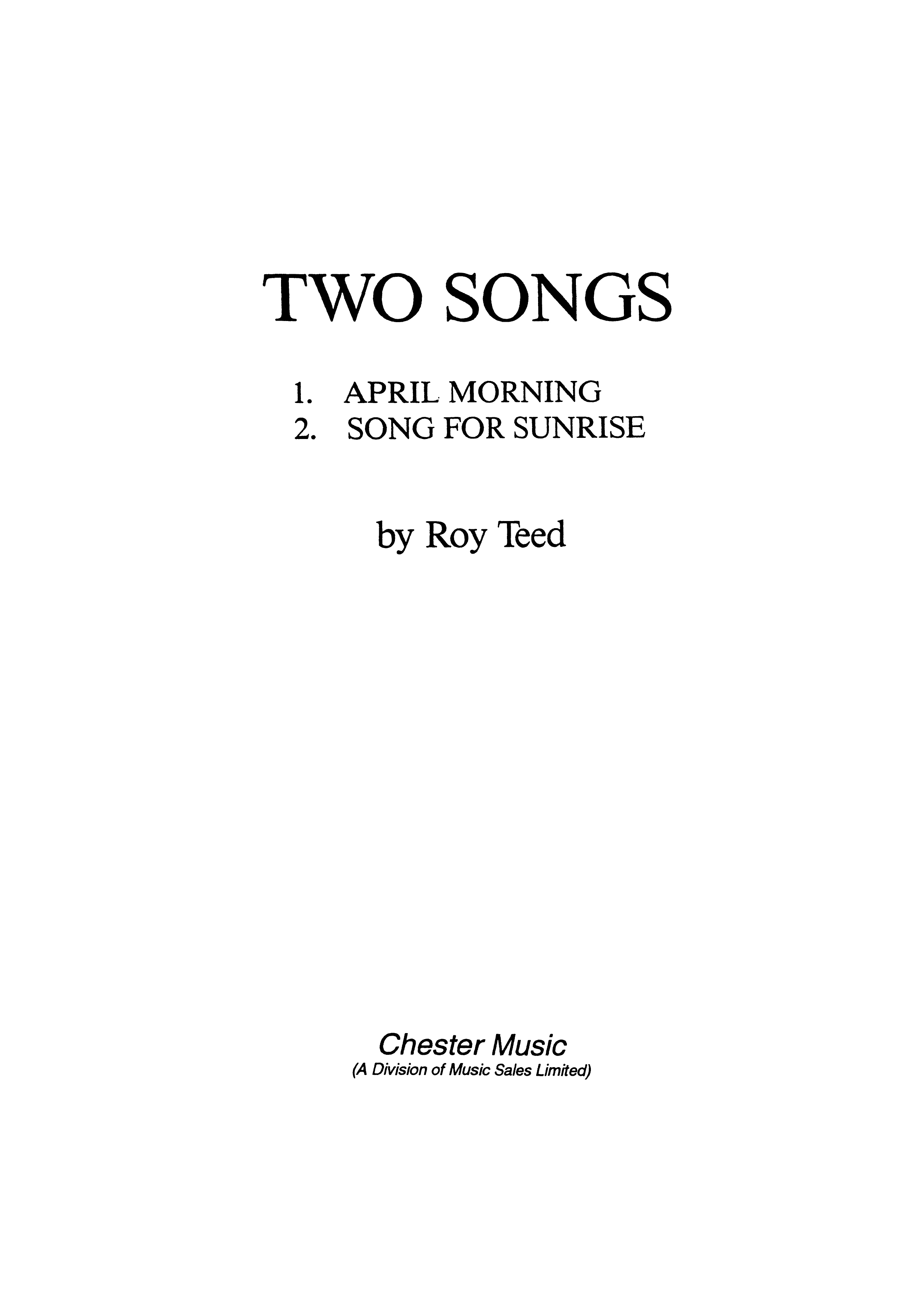 Roy Teed: Two Songs: Medium Voice: Instrumental Work